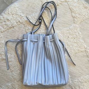 Light blue pleated faux leather Zara crossbody bag